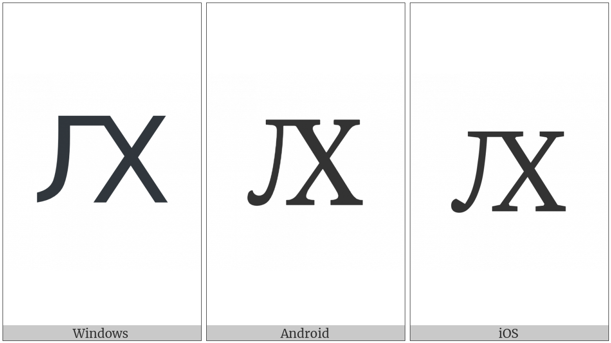 Cyrillic Capital Letter Lha on various operating systems