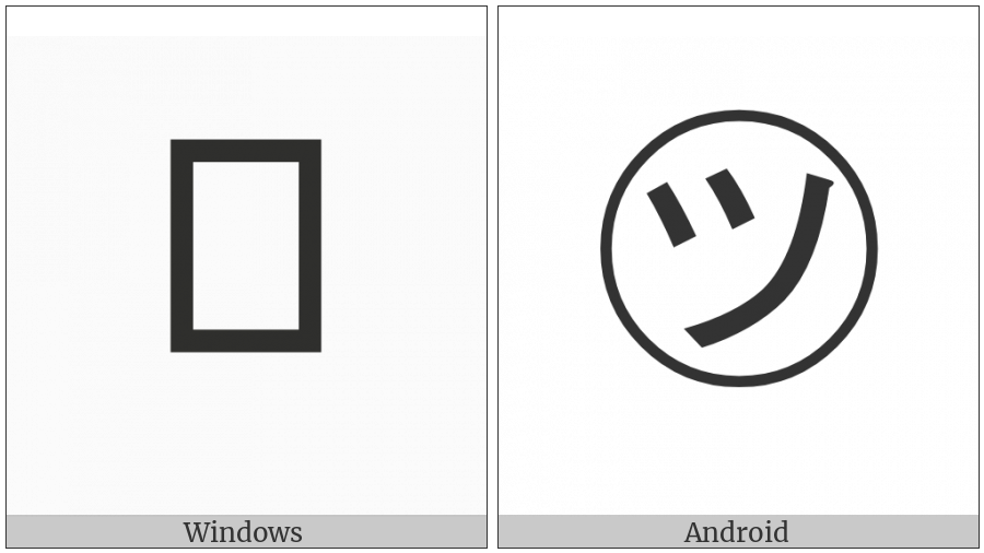 Circled Katakana Tu on various operating systems