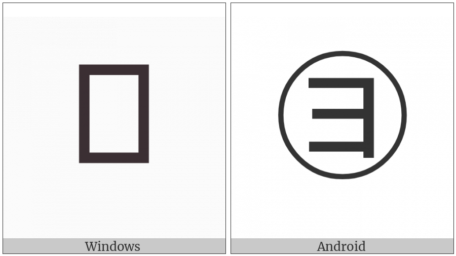 Circled Katakana Yo on various operating systems
