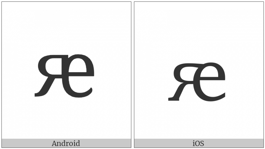 Cyrillic Small Letter Yae on various operating systems