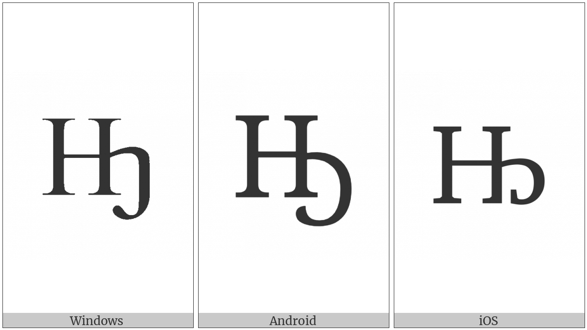 Cyrillic Capital Letter En With Middle Hook on various operating systems