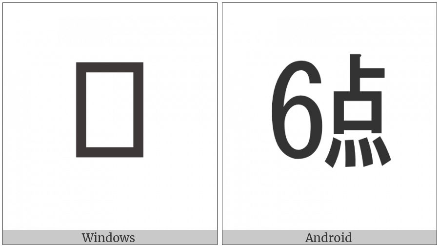 Ideographic Telegraph Symbol For Hour Six on various operating systems