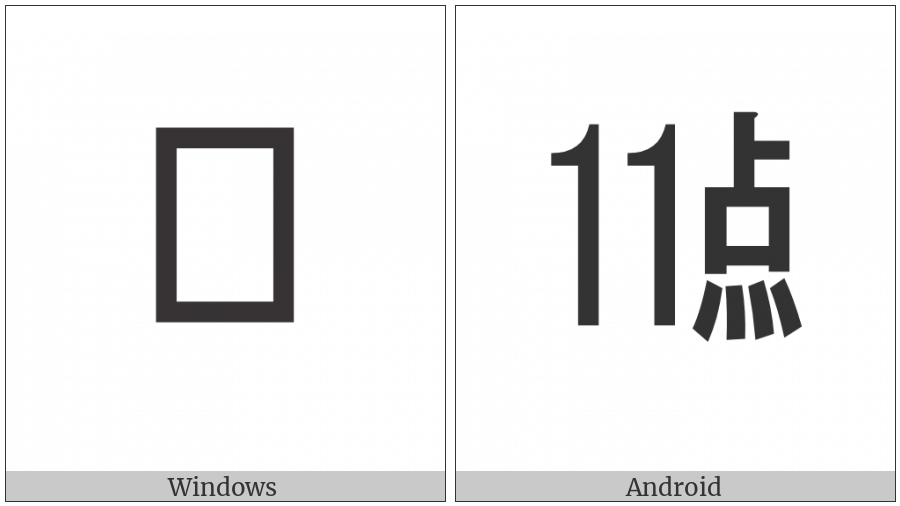 Ideographic Telegraph Symbol For Hour Eleven on various operating systems