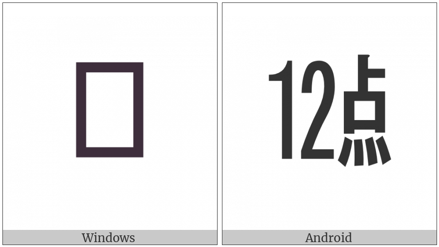 Ideographic Telegraph Symbol For Hour Twelve on various operating systems