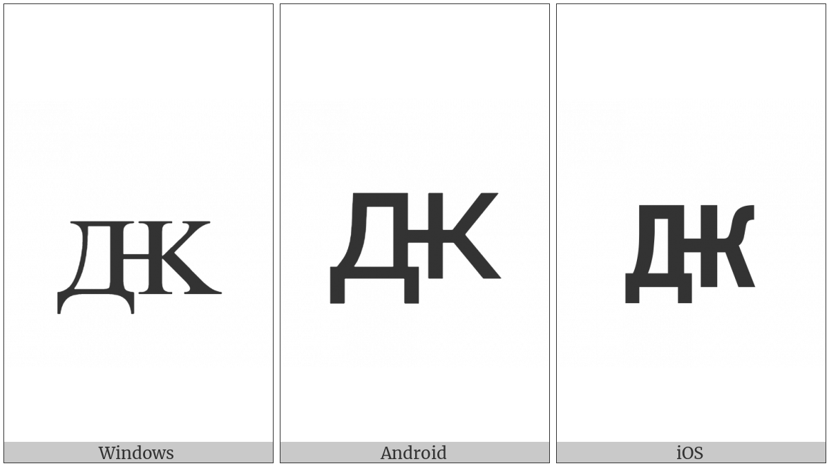 Cyrillic Small Letter Dzzhe on various operating systems