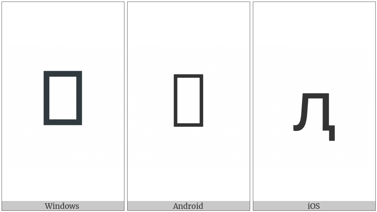 Cyrillic Small Letter El With Descender on various operating systems