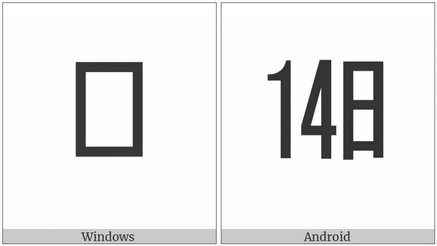 Ideographic Telegraph Symbol For Day Fourteen on various operating systems