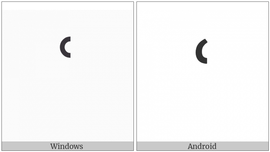 Armenian Modifier Letter Left Half Ring on various operating systems