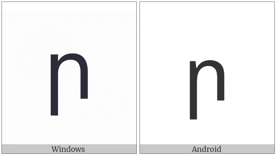 Armenian Small Letter Reh on various operating systems