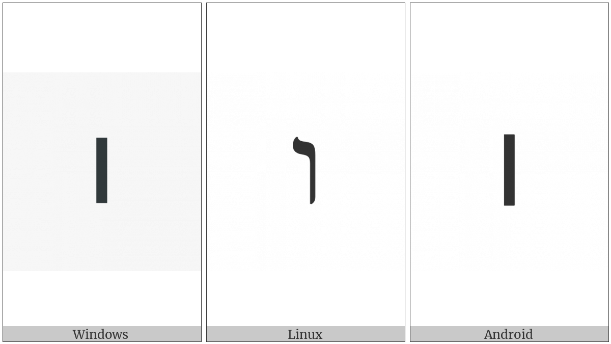 Hebrew Letter Vav on various operating systems