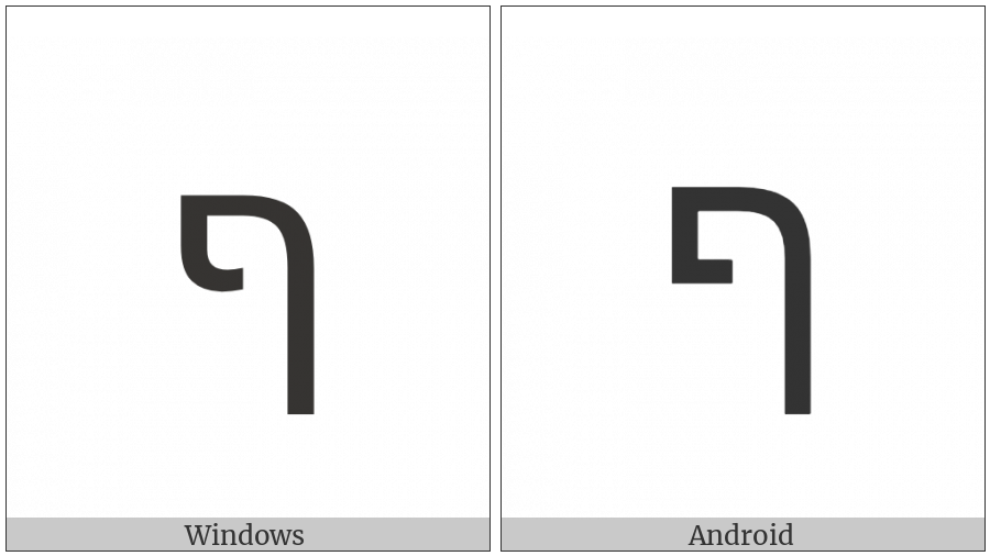 Hebrew Letter Final Pe on various operating systems