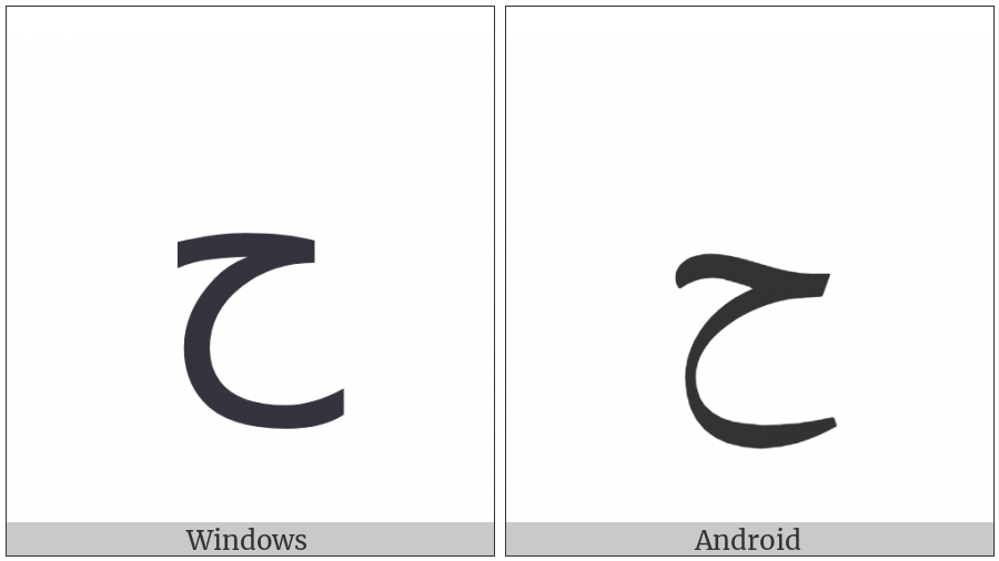 Arabic Letter Hah on various operating systems