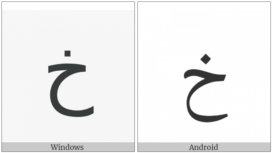 Arabic Letter Khah on various operating systems