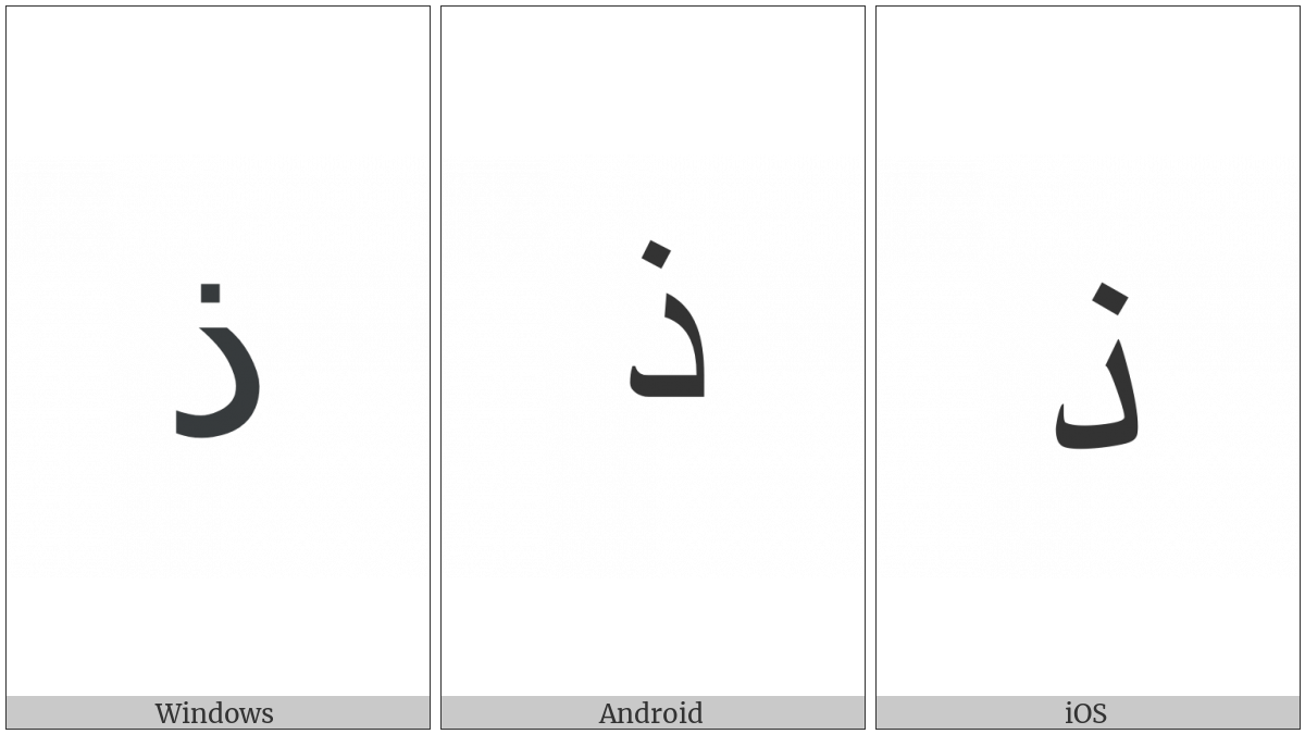 Arabic Letter Thal on various operating systems