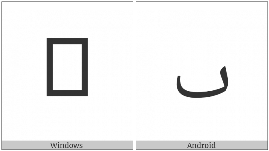 Arabic Letter Dotless Beh on various operating systems