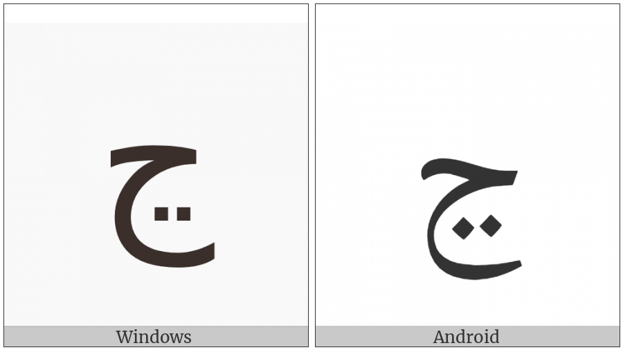 Arabic Letter Nyeh on various operating systems