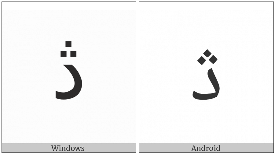 Arabic Letter Dul on various operating systems
