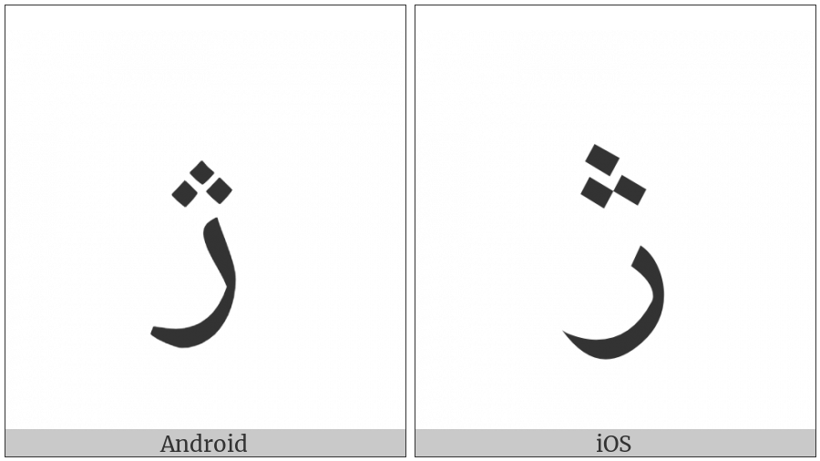 Arabic Letter Jeh on various operating systems