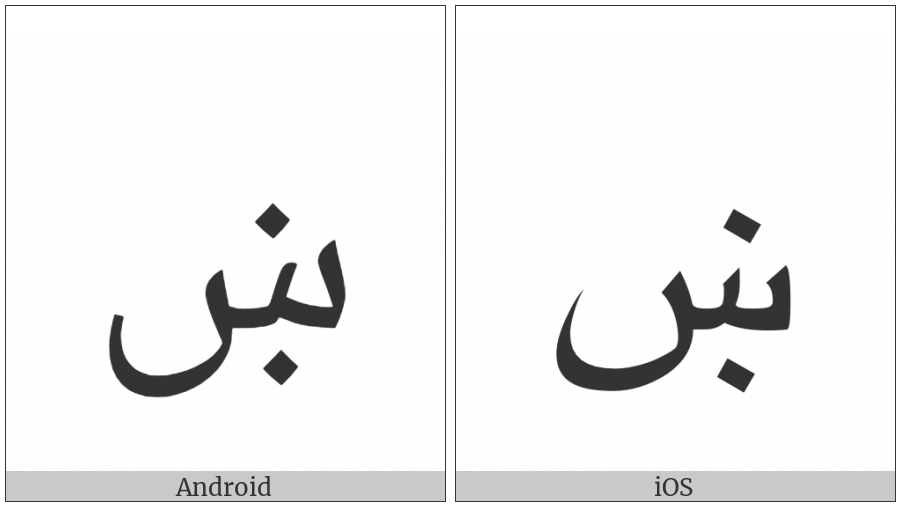 Arabic Letter Seen With Dot Below And Dot Above on various operating systems