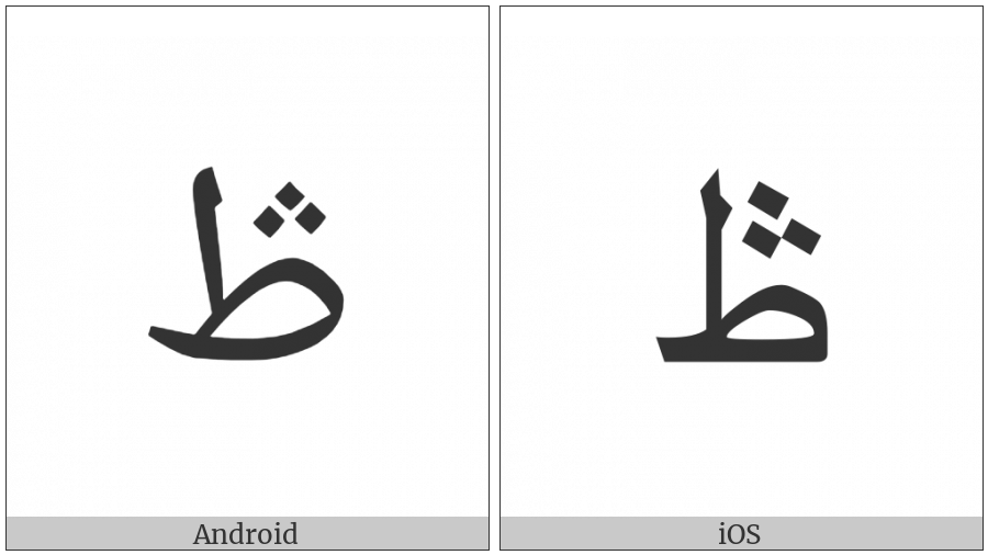 Arabic Letter Tah With Three Dots Above on various operating systems