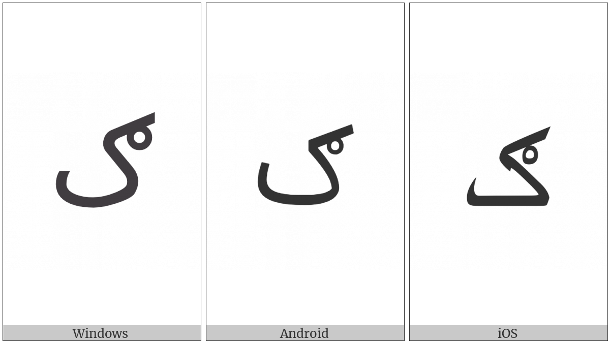 Arabic Letter Kaf With Ring on various operating systems