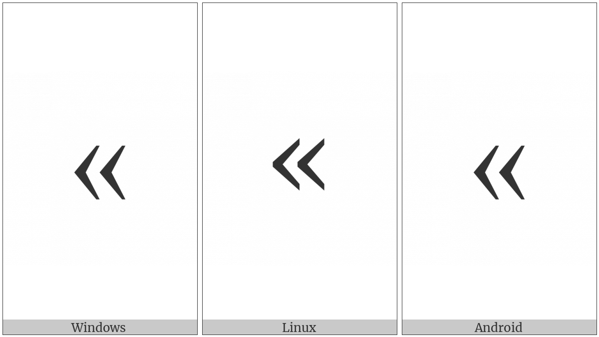 Left-Pointing Double Angle Quotation Mark on various operating systems