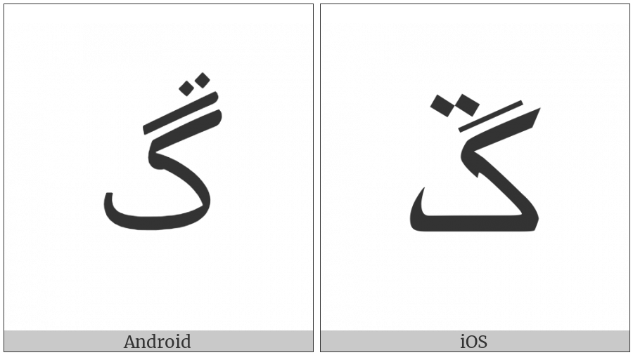 Arabic Letter Ngoeh on various operating systems
