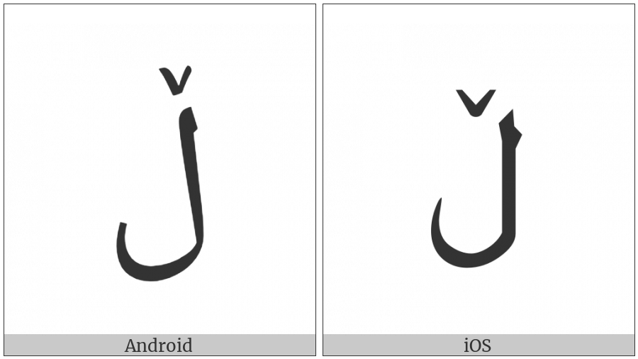 Arabic Letter Lam With Small V on various operating systems
