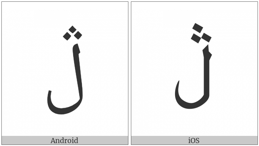 Arabic Letter Lam With Three Dots Above on various operating systems