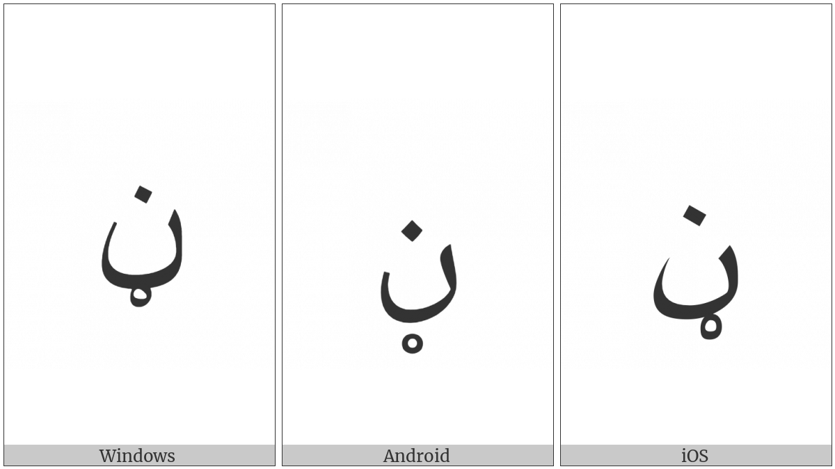 Arabic Letter Noon With Ring on various operating systems