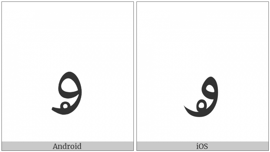 Arabic Letter Waw With Ring on various operating systems