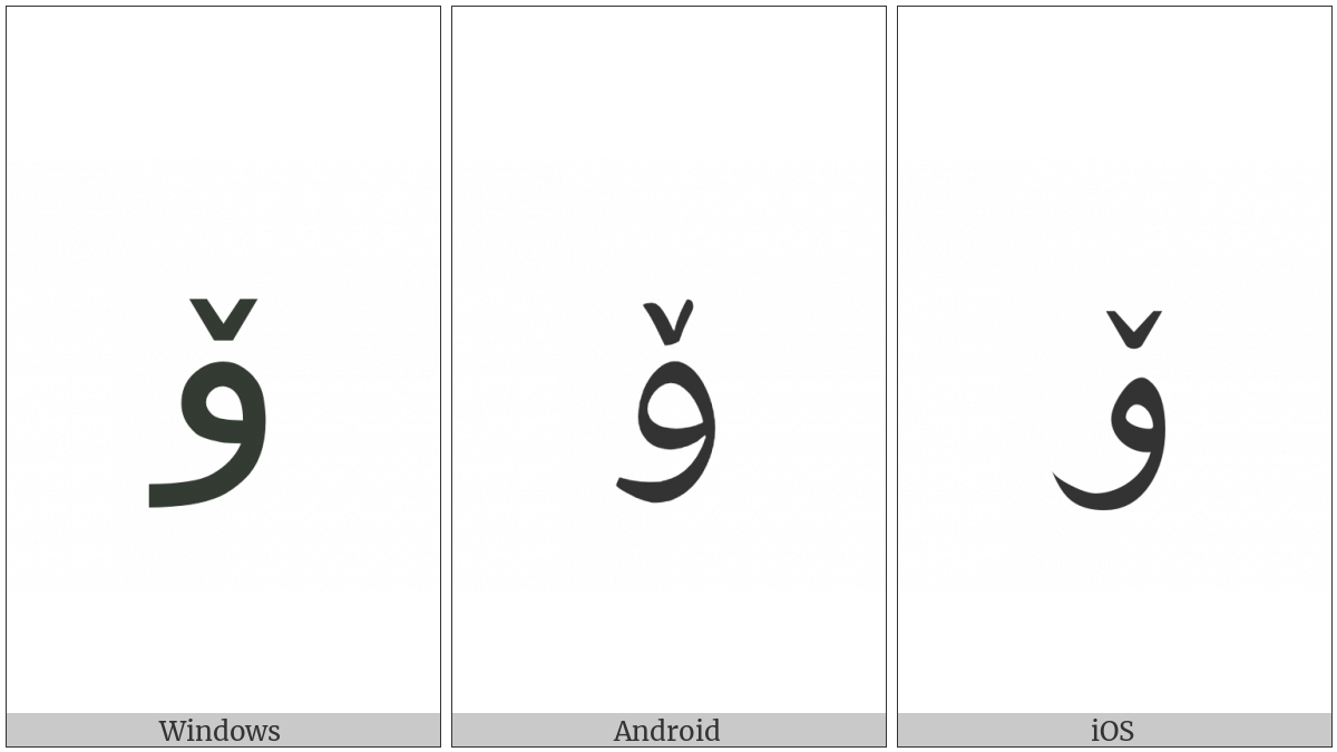 Arabic Letter Oe on various operating systems