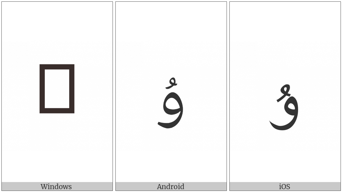 Arabic Letter U on various operating systems