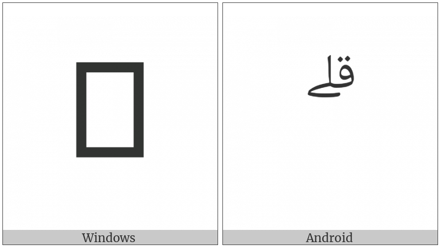Arabic Small High Ligature Qaf With Lam With Alef Maksura on various operating systems