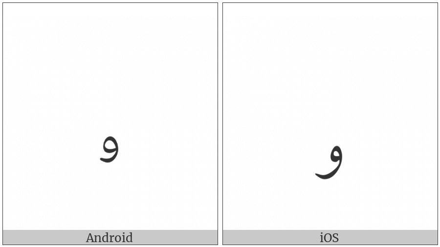 Arabic Small Waw on various operating systems