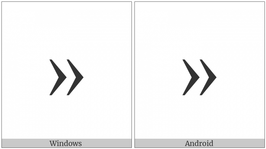 Right-Pointing Double Angle Quotation Mark on various operating systems