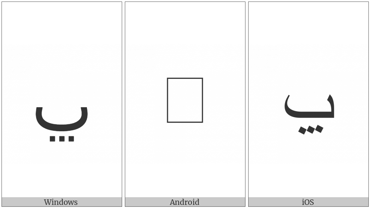 Arabic Letter Beh With Three Dots Horizontally Below on various operating systems