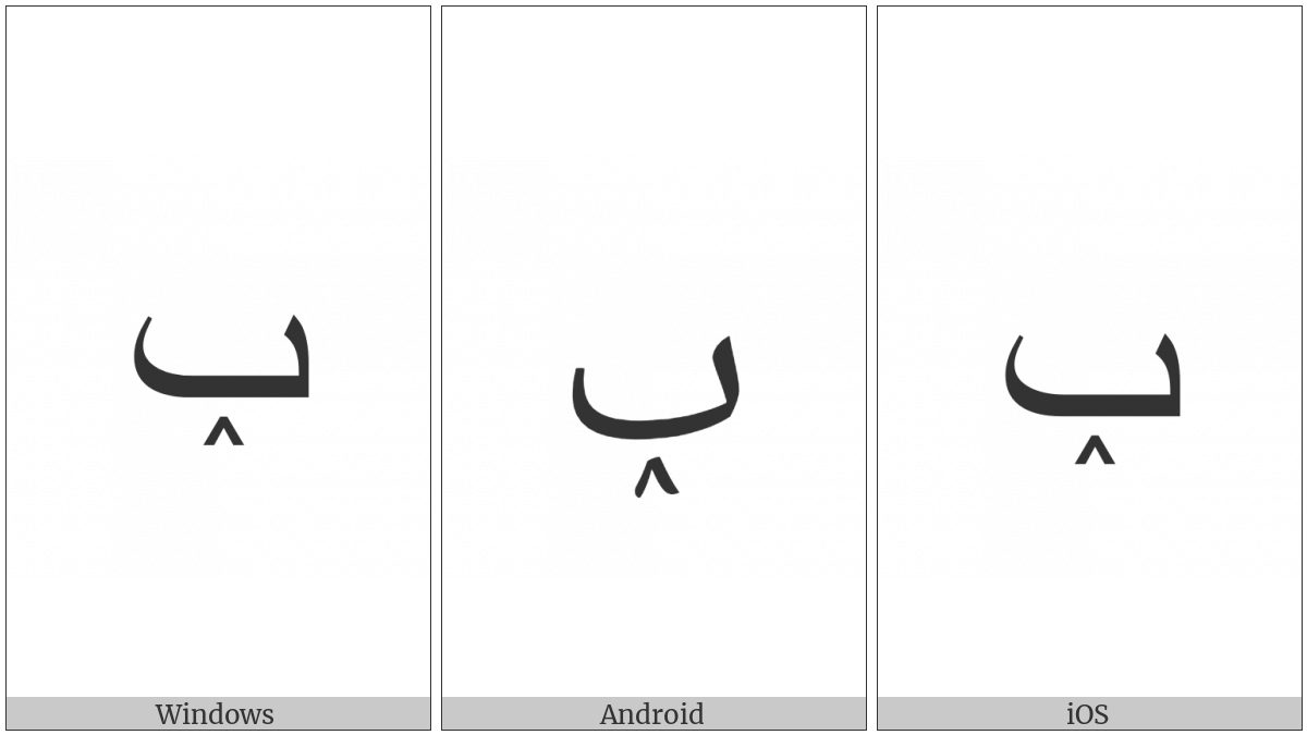 Arabic Letter Beh With Inverted Small V Below on various operating systems