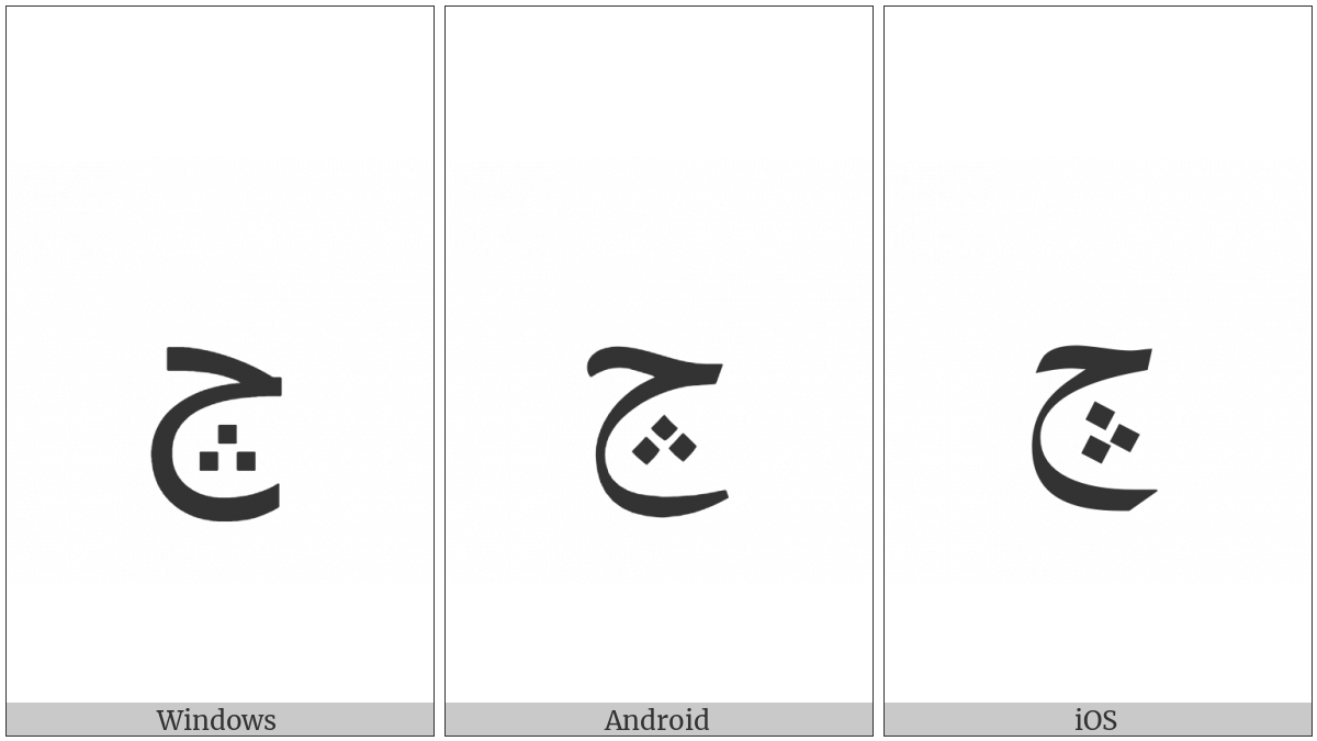 Arabic Letter Hah With Three Dots Pointing Upwards Below on various operating systems