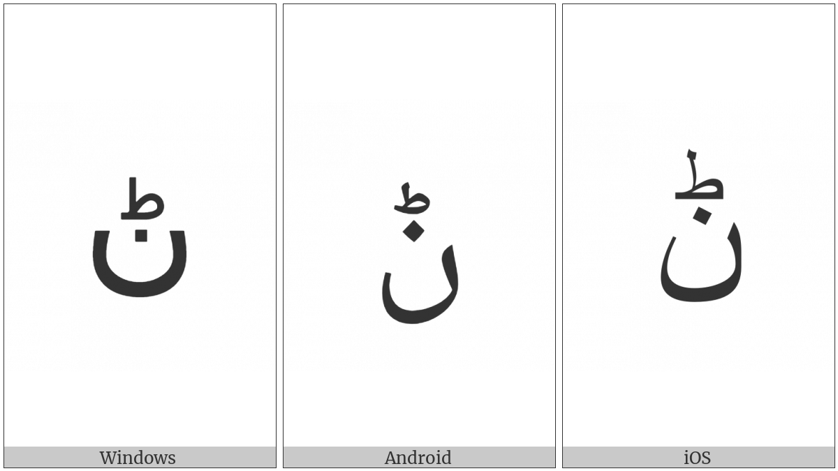 Arabic Letter Noon With Small Tah on various operating systems
