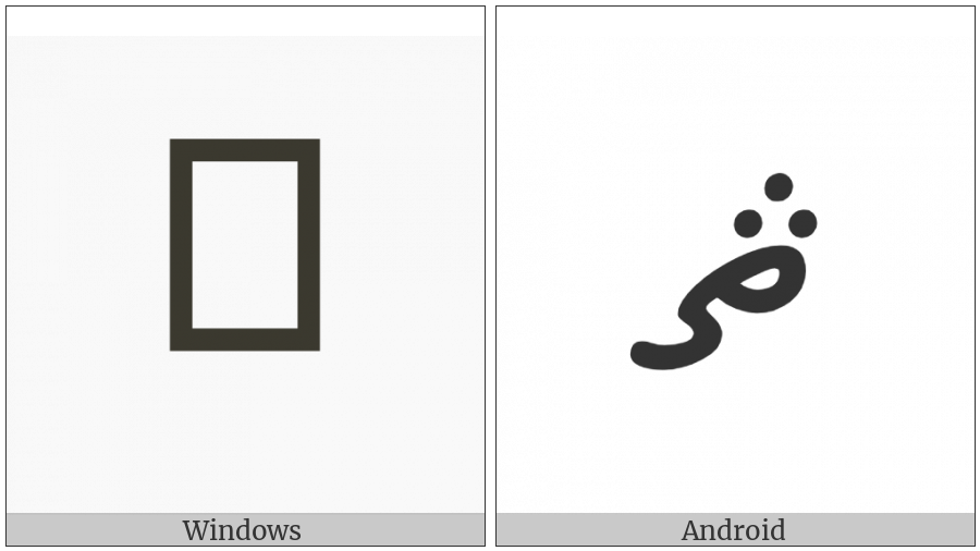Thaana Letter Ttaa on various operating systems