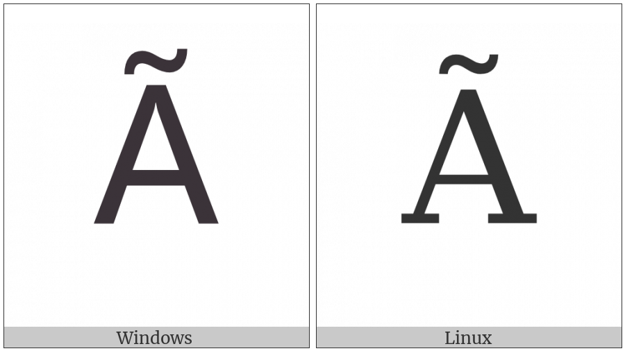 Latin Capital Letter A With Tilde on various operating systems
