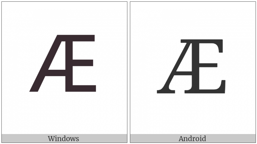 Latin Capital Letter Ae on various operating systems
