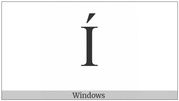 Latin Capital Letter I With Acute on various operating systems