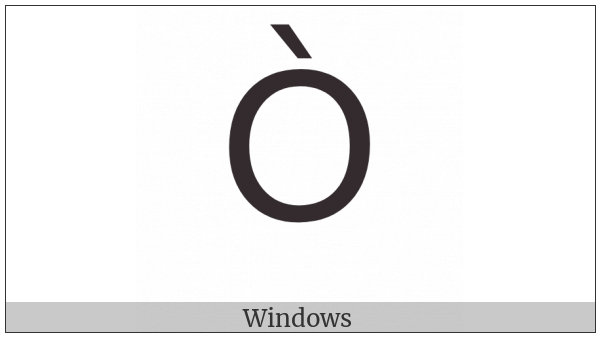 Latin Capital Letter O With Grave on various operating systems