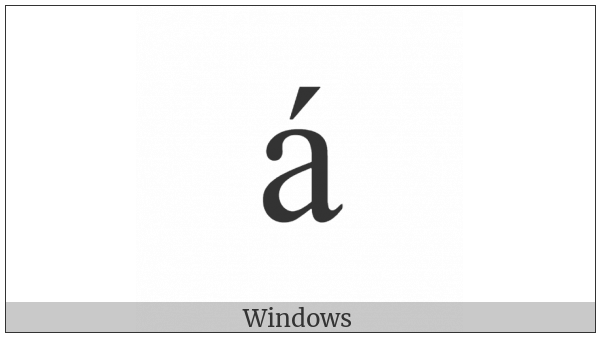 Latin Small Letter A With Acute on various operating systems