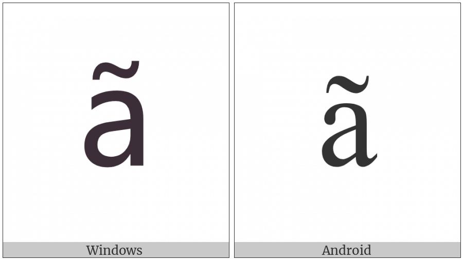Latin Small Letter A With Tilde on various operating systems