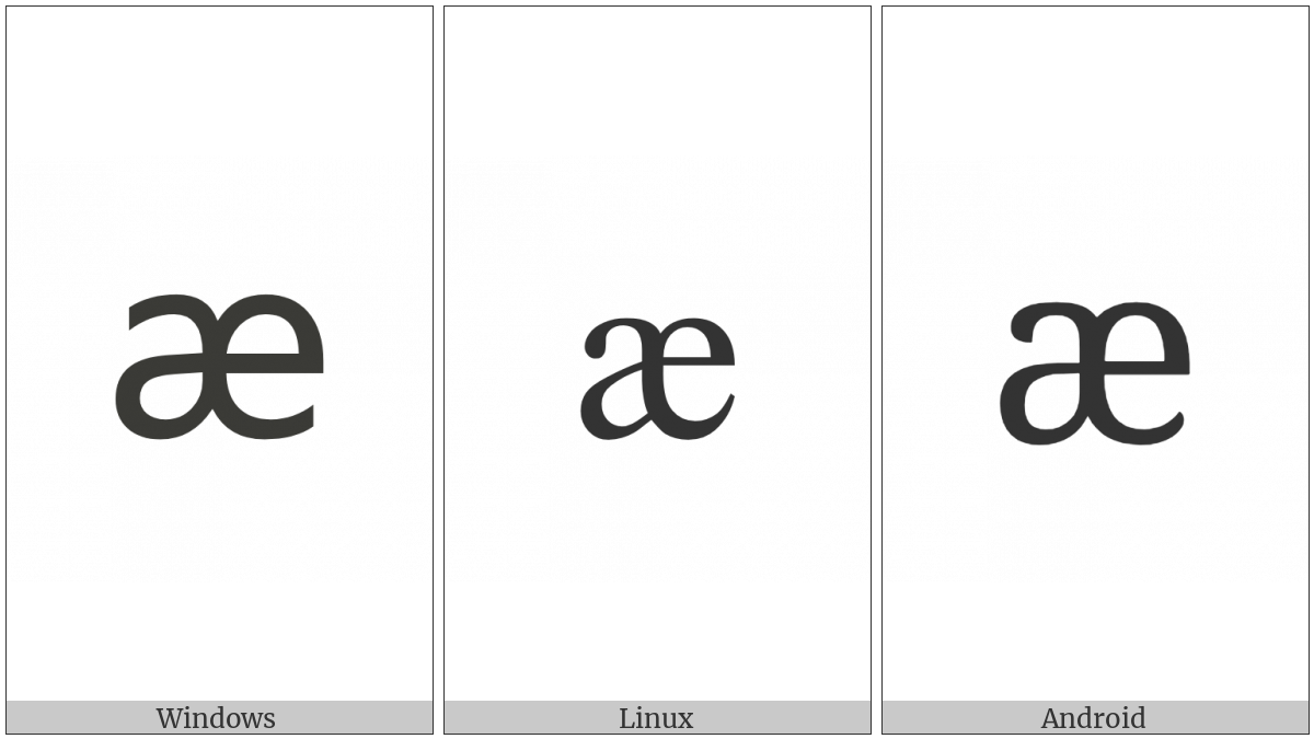 Latin Small Letter Ae on various operating systems