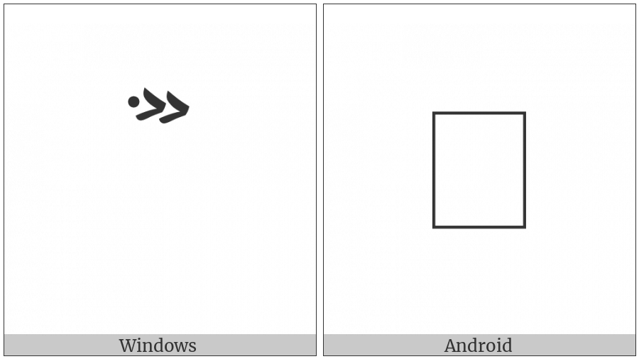 Arabic Double Right Arrowhead Above With Dot on various operating systems