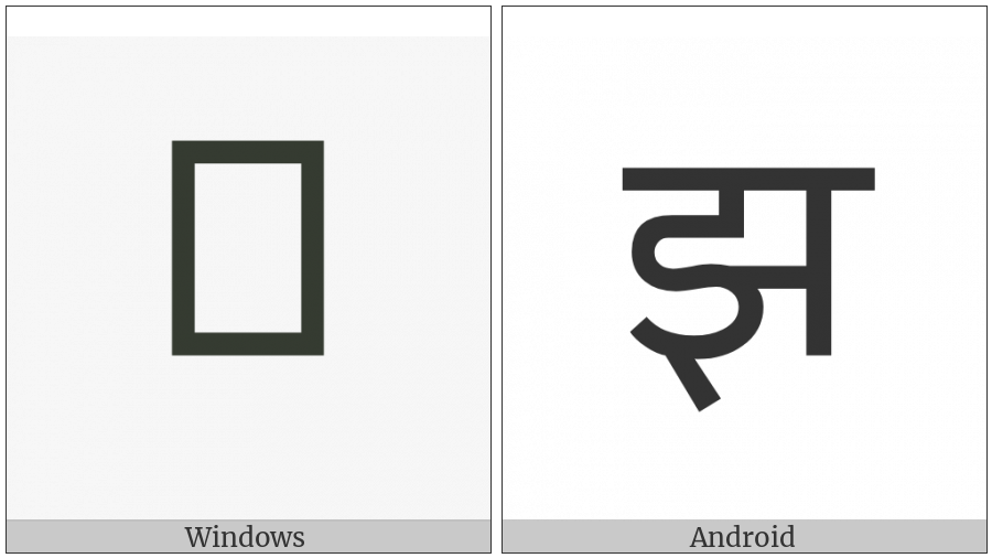 Devanagari Letter Jha on various operating systems